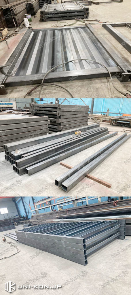 JIS鋼材コンテナハウスの工場生産過程：各部分の組立