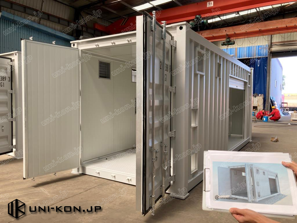 発電設備搭載用コンテナハウス実物・パース対比4
