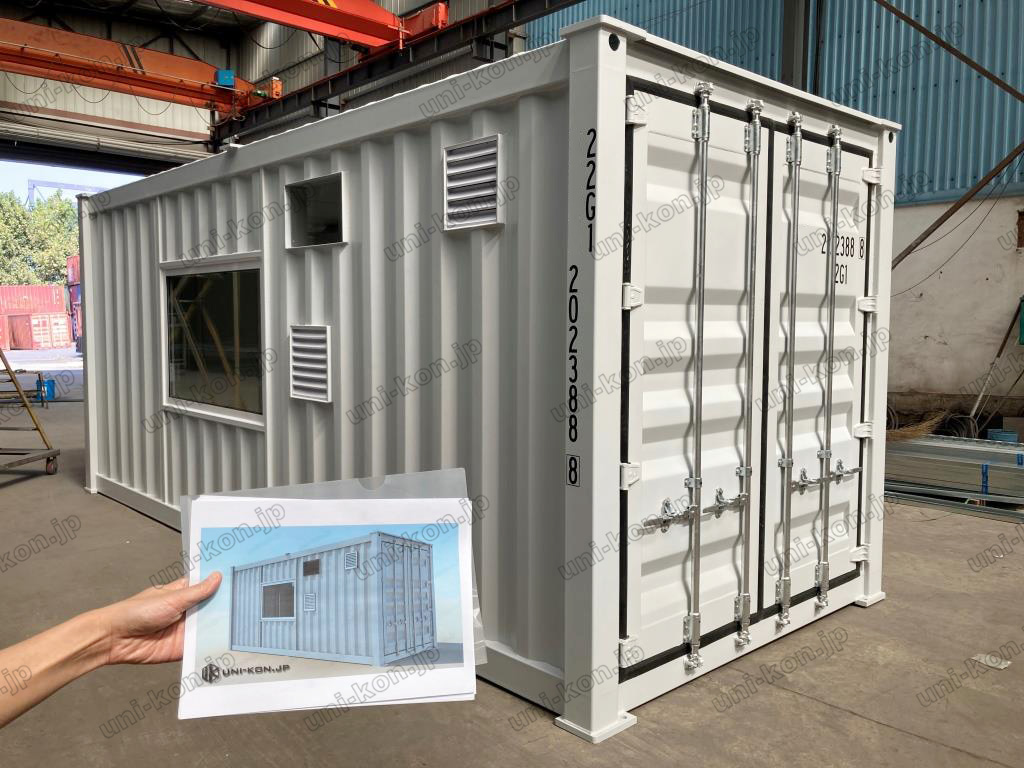 発電設備搭載用コンテナハウス実物・パース対比2