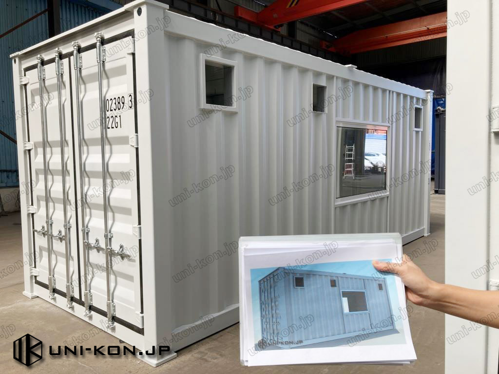 発電設備搭載用コンテナハウス実物・パース対比8
