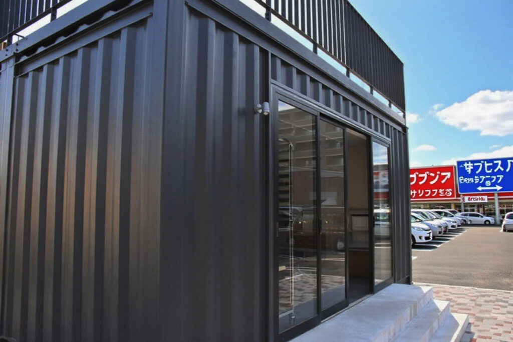 JP 屋上テラスデッキ付き店舗用コンテナハウス 竣工効果3