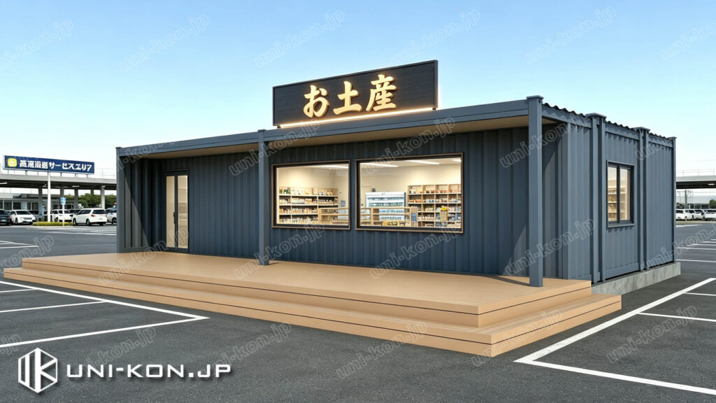おしゃれな深軒コンテナハウス-お土産店舗・販売店